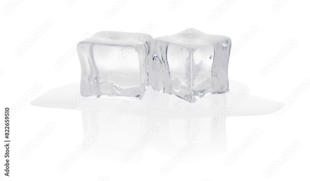 Melting crystal clear ice cubes isolated on white Melting crystal clear ice cubes isolated on white