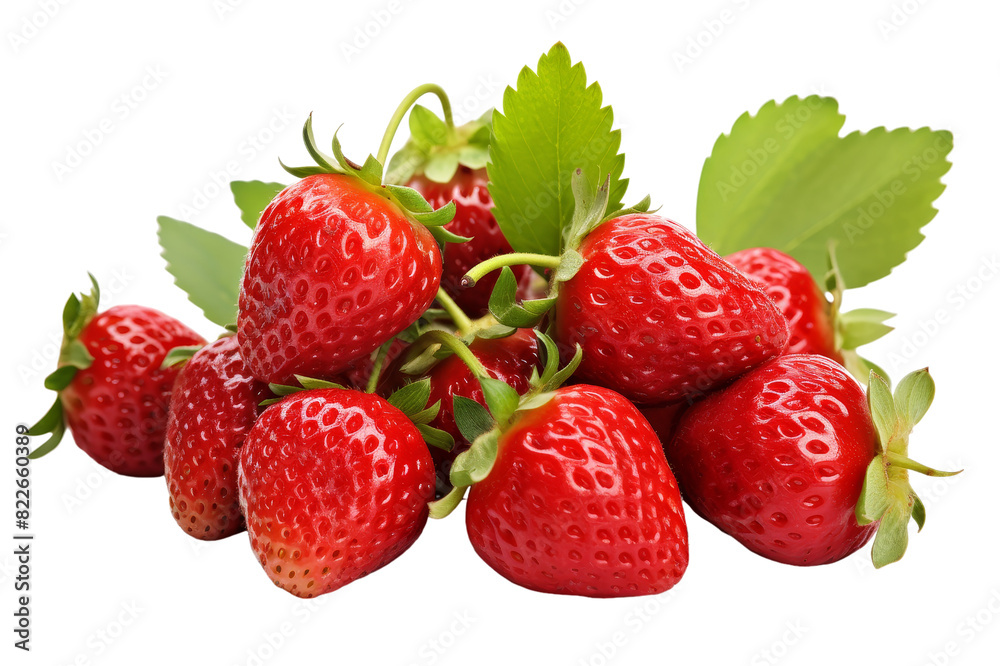 Ripe Delicious Strawberries Bush isolated on transparent background, png, cut out. Ripe Delicious Strawberries Bush isolated on transparent background, png, cut out.