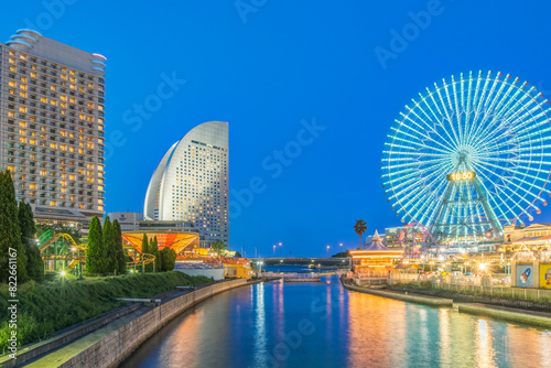 Japan, Yokohama. twilight Minato Mirai