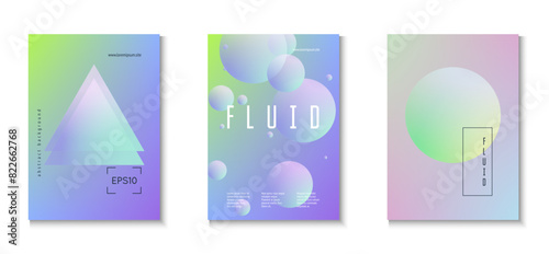 Minimal Design. Gradient Poster. Creative Poster. 3d Shape. Fluorescent Digital Placard. Aesthetic Neon Template. Violet Abstract Set. Blue Minimal Design