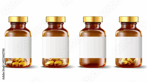 image of vitamin supplements in clear bottles, ideal for health and wellness advertising, isolated on white background