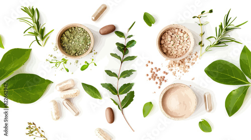 Variety of natural supplements: loose powder, encapsulated powder and oil capsules	

