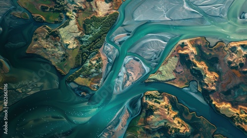 aerial photo of a river delta in the United States' Pacific Northwest photo