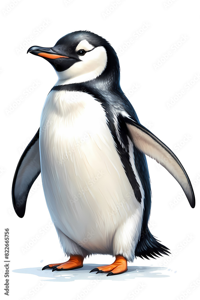 Fototapeta premium Beautiful drawing and illustration of a cool and beautiful and cute penguin