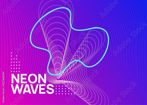 Edm Banner. Dj Flyer. Soundwave Audio Illustration. Party Festival Graphic. Blue Fest Event. Concert Cover. Green Techno Background. Violet Edm Banner