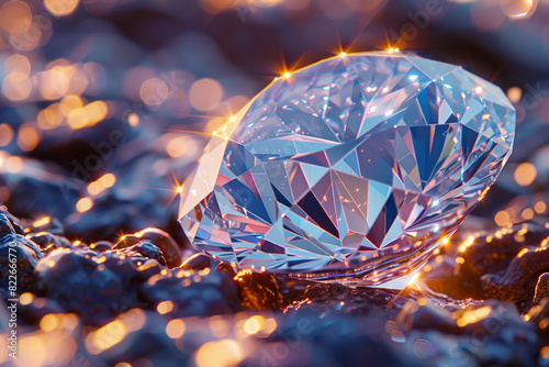 A flawless diamond sparkling in the light, its facets reflecting brilliance and clarity. Concept of timeless beauty and elegance. Generative Ai.