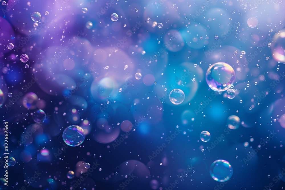 : A mesmerizing abstract background filled with iridescent bubbles of various sizes, floating against a gradient of deep blues and purples, creating a cosmic underwater scene. : A mesmerizing abstract background filled with iridescent bubbles of various sizes, floating against a gradient of deep blues and purples, creating a cosmic underwater scene.