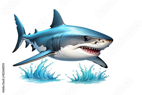 Beautiful painting and illustration of a cool and beautiful and funny shark