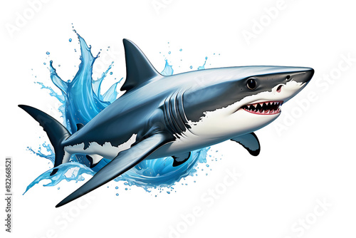 Beautiful painting and illustration of a cool and beautiful and funny shark