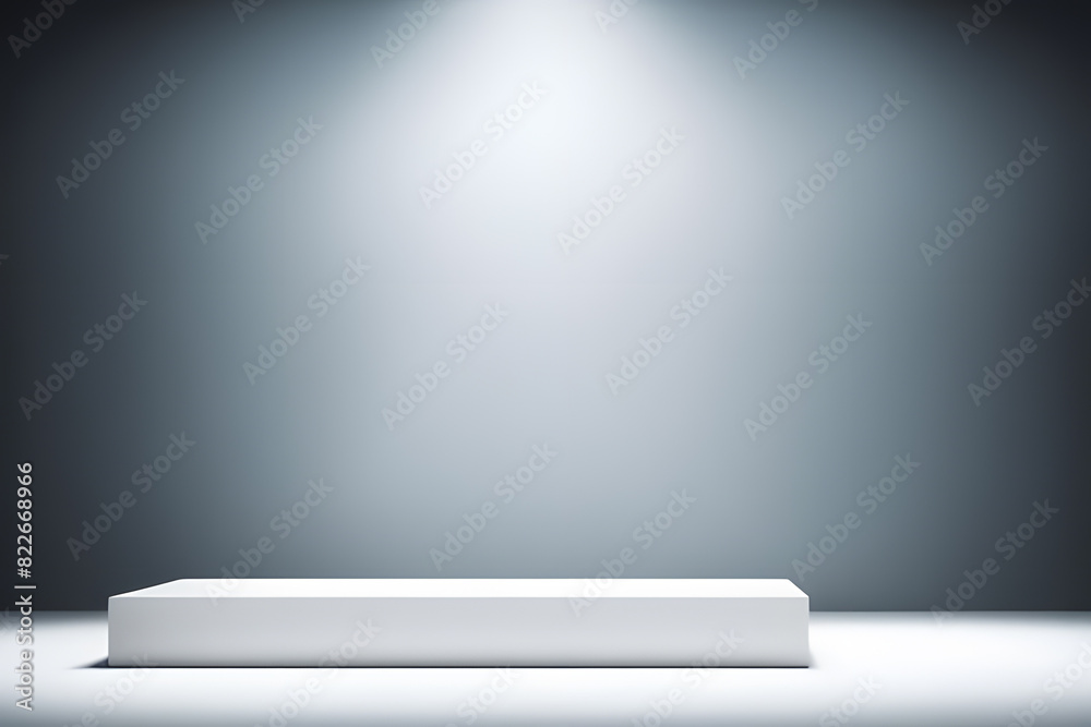 Obraz premium Empty product display podium modern lighting minimalistic scene mockup grey blank glass white advertisement