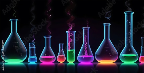 isolated on dark gradient background with copy space, neon Chemicals concept, illustration photo