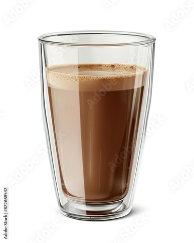 Coffee Glass. Hot Drink with Milk in Double-Walled Glass on White Background