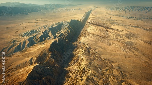 An aerial view of the San Andreas Fault, illustrating tectonic plate interaction, photo