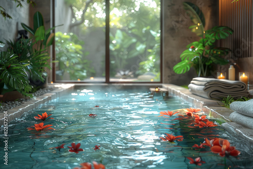 A luxurious spa retreat offering pampering treatments and relaxation  its serene atmosphere melting away stress and tension. Concept of indulgent self-care and rejuvenation. Generative Ai.