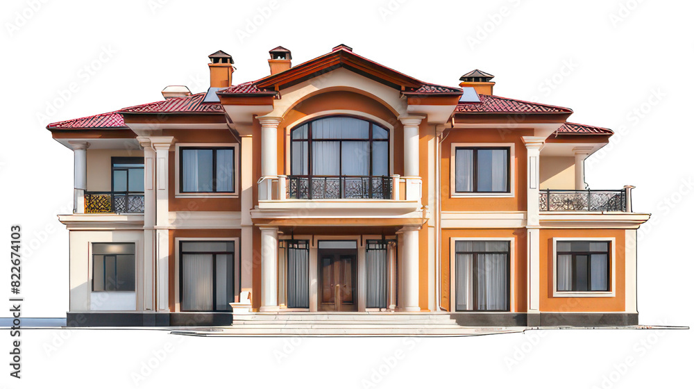 Luxury house isolated on white created with Generative AI Luxury house isolated on white created with Generative AI