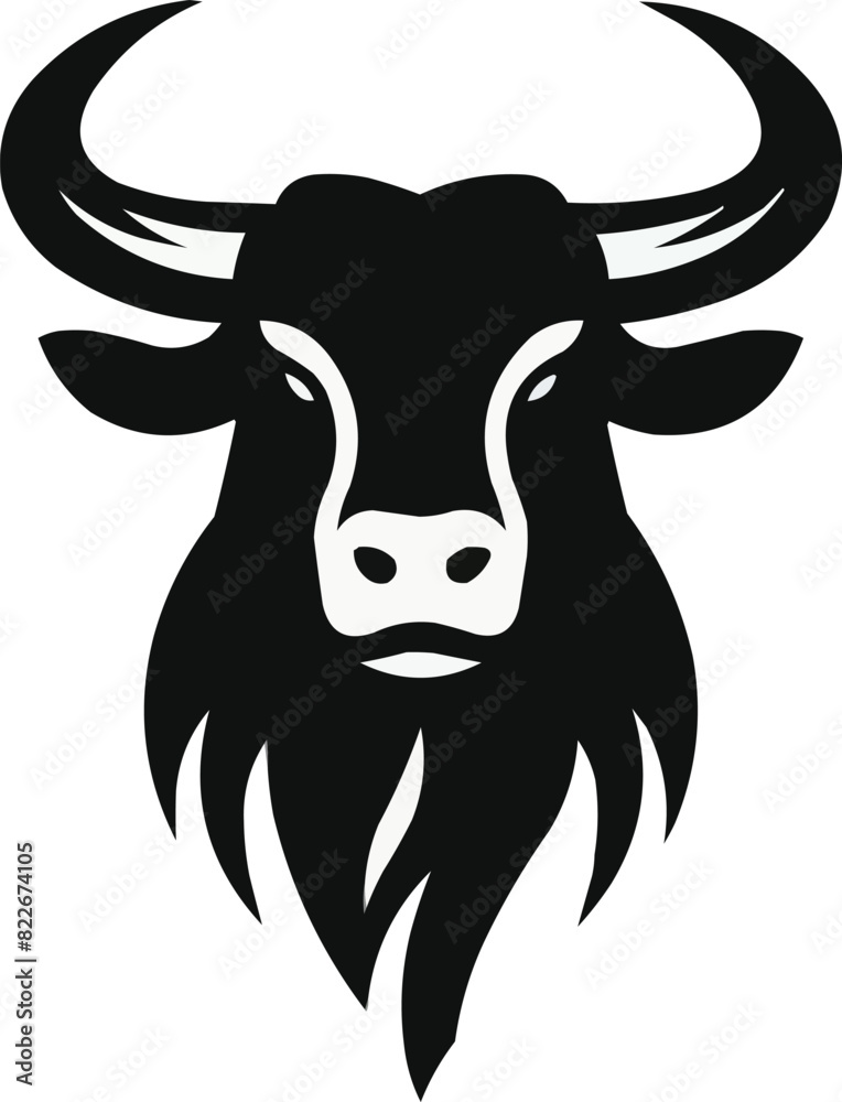 A silhouette image of a bull head with horns A silhouette image of a bull head with horns