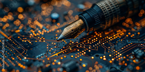 Pen and Technology: A Modern Office Scene of Innovation