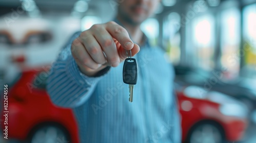 Wallpaper Mural salesman handing over your new car keys, dealership and sales concept, new car in background, advertise for rent or sales Torontodigital.ca