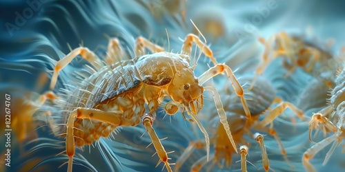 Dust mites on fabric can trigger allergies. Concept Allergies  Dust mites  Fabric  Home care  Health