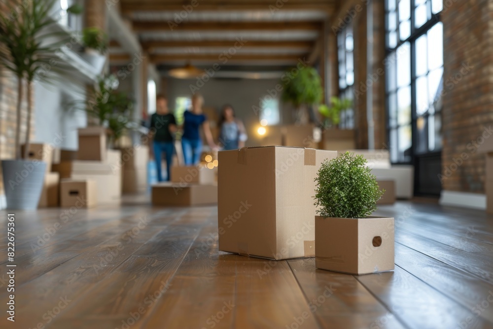 Smiling Family with Moving Boxes, Bright Daylight, Joyful Packing and Unpacking in Cozy Home Setting Photography Smiling Family with Moving Boxes, Bright Daylight, Joyful Packing and Unpacking in Cozy Home Setting Photography