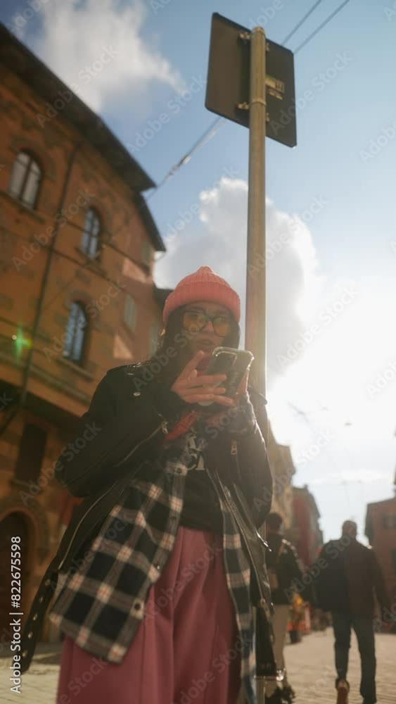 A fashionable young woman acquaints herself with a new Italian city. A fashionable young woman acquaints herself with a new Italian city.