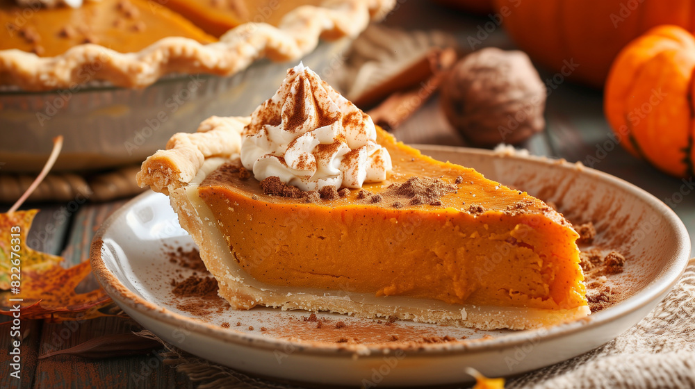pumpkin pie on a plate