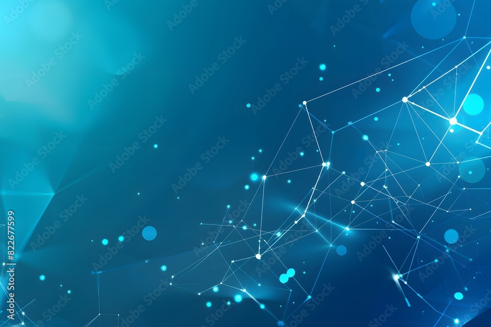 Obraz premium Abstract Network Connection Banner with Polygonal Wireframe in Blue