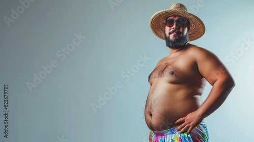 Plus Size Hispanic Man in Summer Attire, body positivity