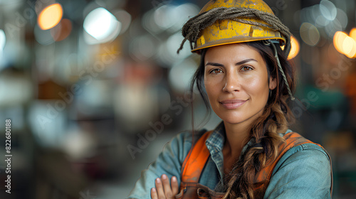 Mature woman works as a boss in a construction, Women can always work in any type of job photo