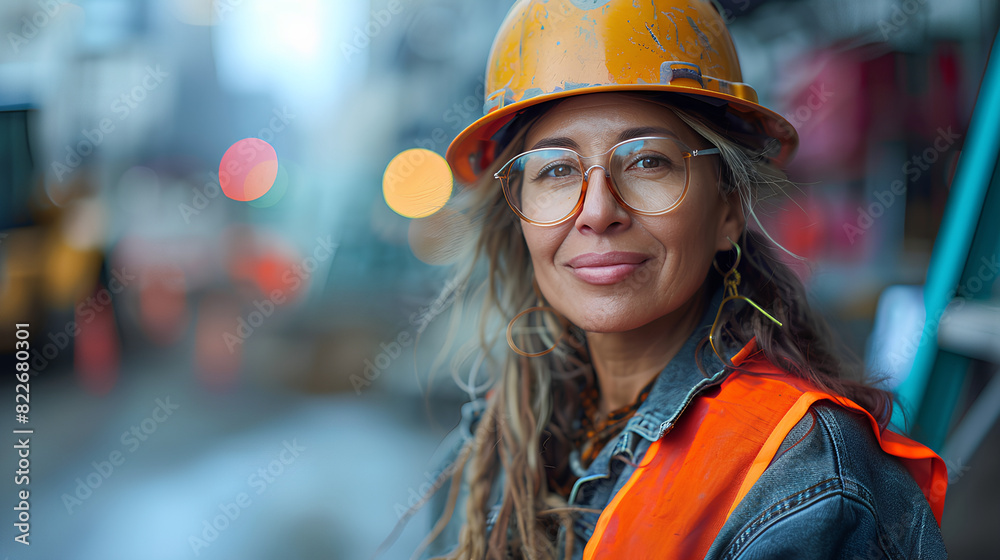 Mature woman works as a boss in a construction, Women can always work in any type of job Mature woman works as a boss in a construction, Women can always work in any type of job