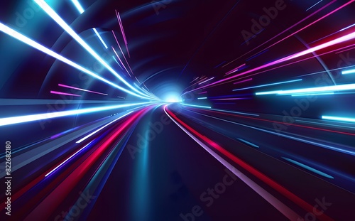 Futuristic Abstract Background with Blue and Red Light Streaks