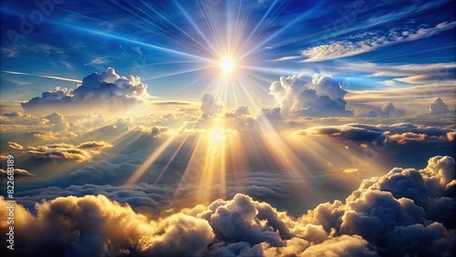 Sun Shining Through Clouds in the Sky. Generative AI © Роман Заворотный