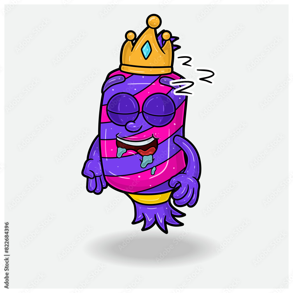 Candy Mascot Character Cartoon With Sleep expression. For brand, label, packaging and product.