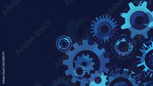 Abstract Background with Blue Gears and Cogs