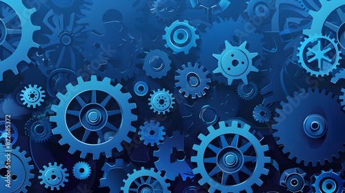 Abstract Blue Gears and Cogs Vector Illustration