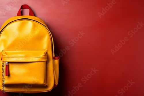 Mockup of childrens school backpack with copy space for back to school concept on bright background