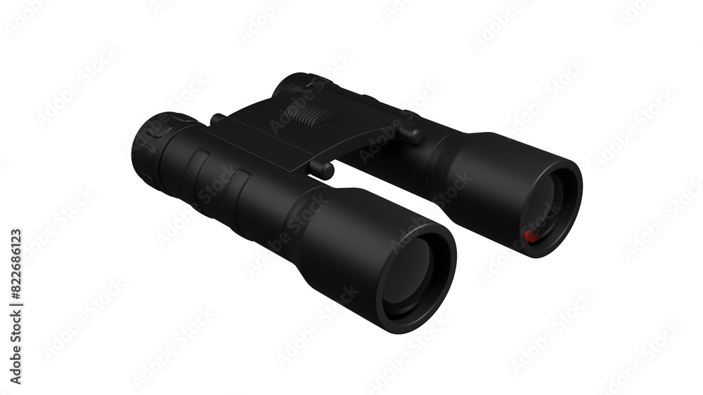 Modern black rubberized binoculars isolated on transparent and white background. Optic concept. 3D render Modern black rubberized binoculars isolated on transparent and white background. Optic concept. 3D render