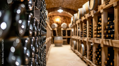 Elegant Wine Cellar with Rows of Bottles