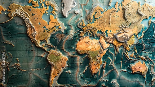 An earthquake epicenter map showing tectonic plate boundaries and recent seismic activity,