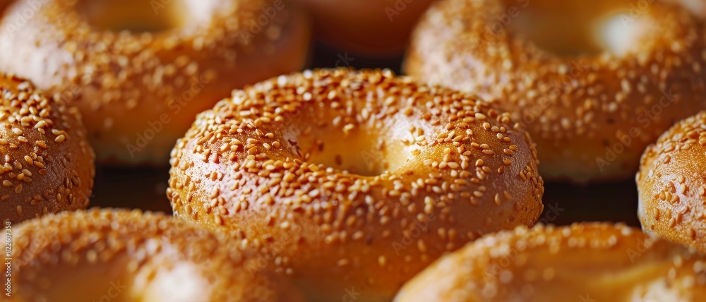 Macro food shot on the texture of bagel. Copy space area for text. Background, banner, template, events card. Macro food shot on the texture of bagel. Copy space area for text. Background, banner, template, events card.
