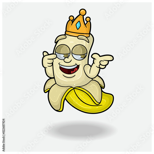 Banana Mascot Character Cartoon With Smug expression. For brand, label, packaging and product.