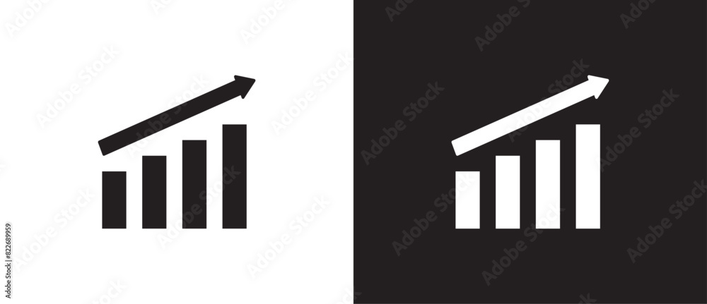 Flat icon of growth graph icon. Business chart. Financial rise up ...