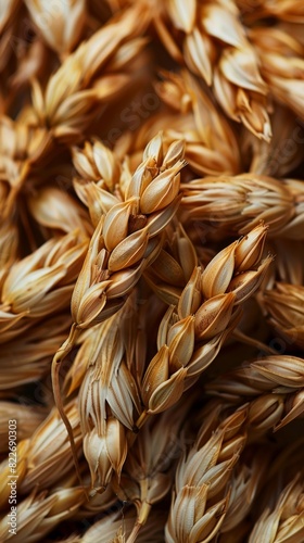 Macro food shot on the texture of barley. Copy space area for text. Background, banner, template, events card.