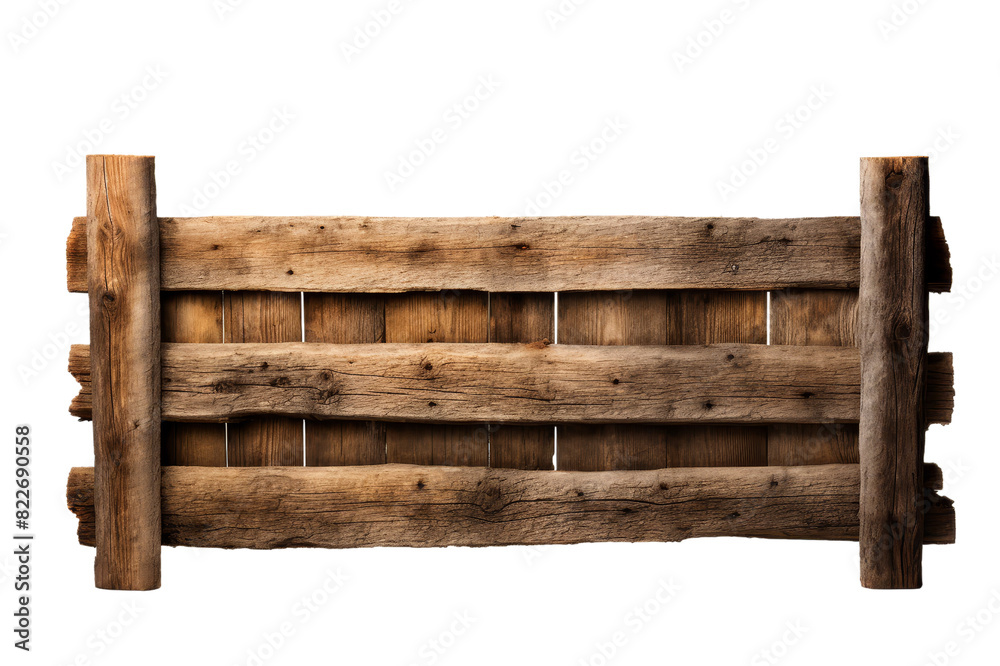 Rustic Wooden Fence isolated on transparent background, png, cut out. Rustic Wooden Fence isolated on transparent background, png, cut out.