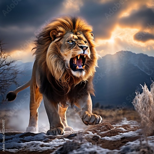 Mighty Lion with beautiful background