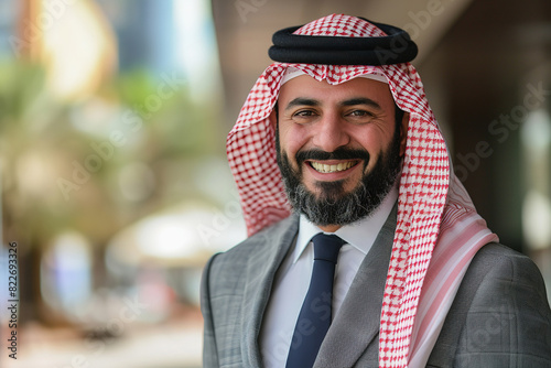 Happy Arab Businessman in Traditional Attire