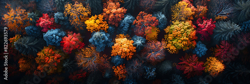 Drone Shot of Autumn Woodland Scene