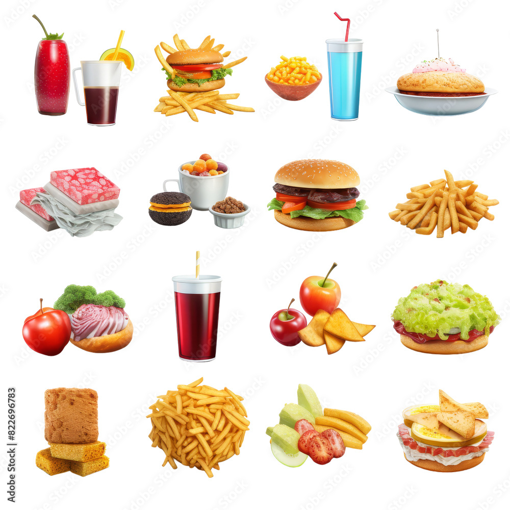 Set of Food isolated on transparent background, png, cut out. Set of Food isolated on transparent background, png, cut out.