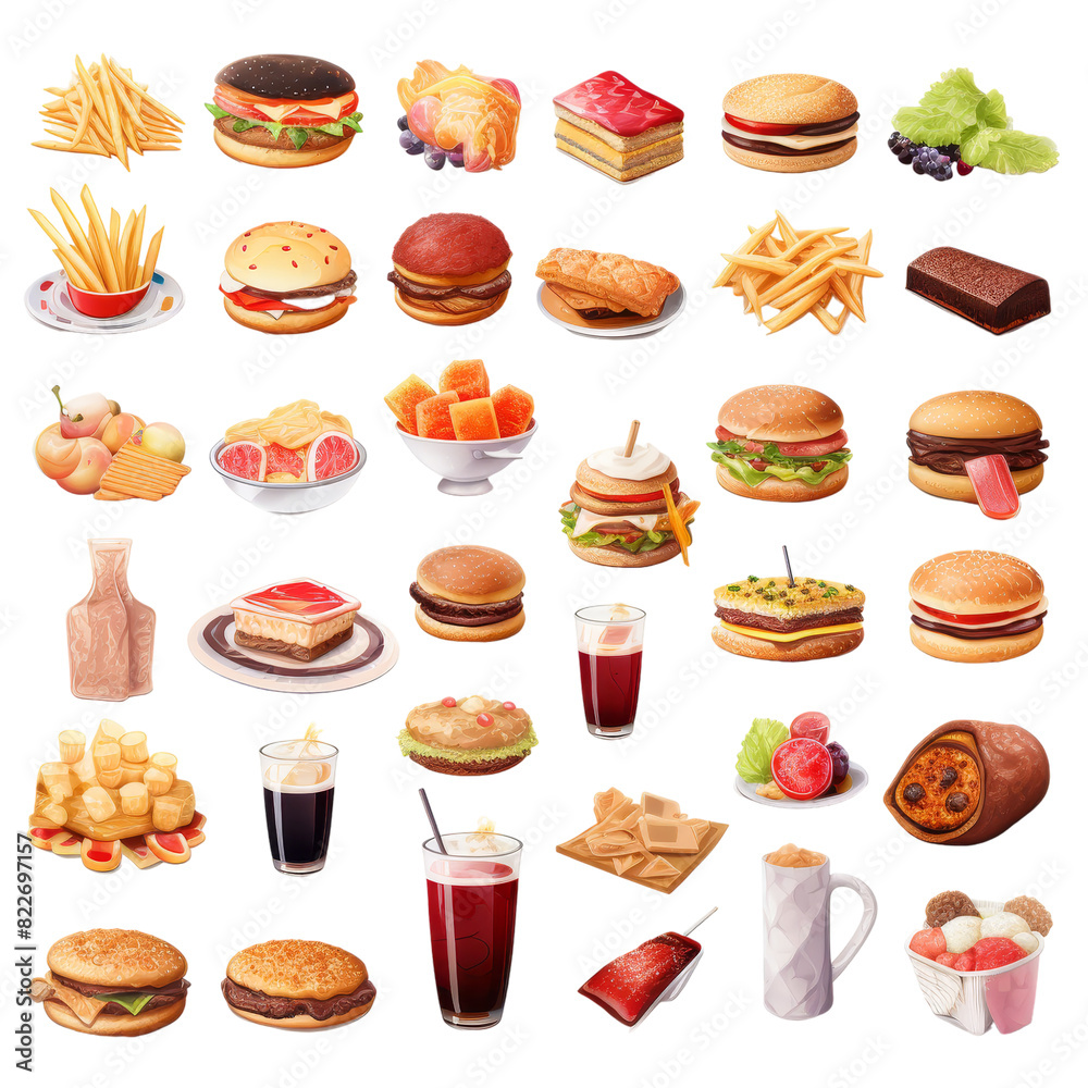 Set of Food isolated on transparent background, png, cut out. Set of Food isolated on transparent background, png, cut out.