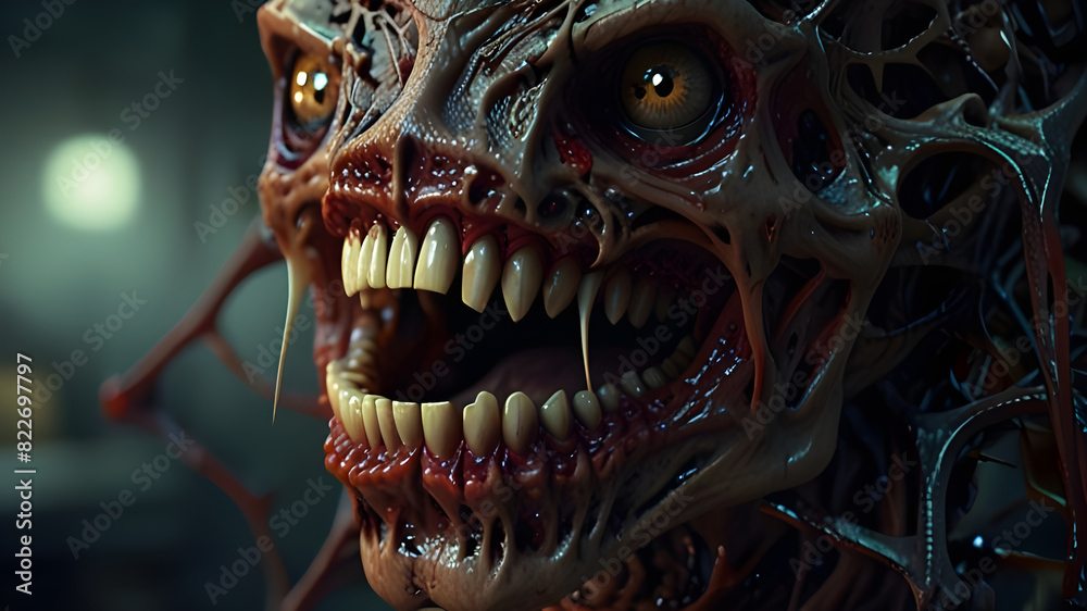 Naklejka premium deadly creature with sharp teeth , super natural